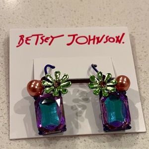Betsy Johnson Drop Purple/Blue Rhinestone earrings